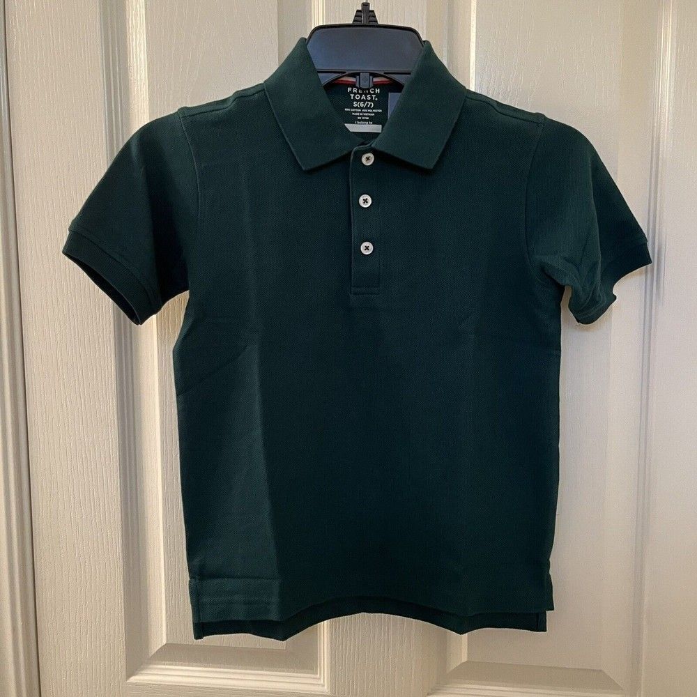 French Toast Short Sleeve Pique Polo Shirt Hunter Green Kids Size Small 6-7 NWT